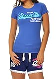 M.Conte Damen T-Shirt Kurzarm T Sweat-Shirt Neon-Pink Lila Grau Blau Rose Rot Grün Schwarz S M L XL Farbe Dunkel-Blau Größe L