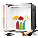 Fotostudio Box Lichtzelt 50x50cm LED-Fotobox Dimmbare, 3200k-5600k,CRI 95 Mit 2 lichtfilter, 3 Aufnahmefenster, 3 Hintergründe(Weiß/Schwarz/Orange), Tragbare Faltbare Fotografie Schieß