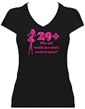 Shirt Geburtstag Damen Geburtstagsshirt T-Shirt Glitzeraufdruck 30. Geburtstag 29+ Wie oft wollt Ihr Mich noch Fragen + sexy Girl, L