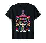 Dia De Los Muertos Shirt Damen Herren Blumen Sugar Skull T-S