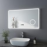 Bath-mann LED Badspiegel 100x60cm Badezimmerspiegel mit Beleuchtung 3 Lichtfarbe 3000-6400K kaltweiß Neutral Warmweiß Lichtspiegel Badezimmerspiegel Wandspiegel mit Touchschalter mit U