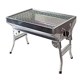 Schaschlik Grill Mangal Angler, rostfrei mit Klappbeinen, Edelstahl, Holzkohlegrill, Portable, Kompakt, BBQ