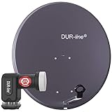 DUR-line MDA 80 Anthrazit - Digiatale 4 Teilnehmer Satellitenschüssel Komplett-Anlage mit +Ultra Quad - LNB [Camping, Astra 19,2°, DVB-S/S2, Full HD, 4K, 3D]