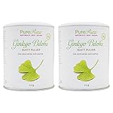 Ginkgo Biloba Blatt-Pulver (Bio Roh Vegan) Fein Gemahlen, Rein & Kontrolliert, Ohne Zusätze - Superfood für Grüne Smoothies Bowl Shake - Ginko Gingko Leaf Powder | PureRaw 220g (=2x 110g)