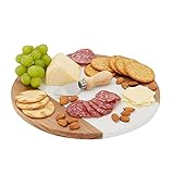 Marmor und Holz Schneidebrett für Charcuterie, 27,9 cm rundes Serviertab