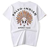 Herren T-Shirts Baumwolle Indische Stickerei Street Style Gedruckt Männer T Shirt O-Neck Casual Tops Tee M-4XL, weiß, 58