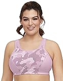 Glamorise Damen Custom Control Bra Wirefree #1166 Sport-BH, Pink Camo Print, 34G