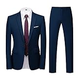 AWDX Herren Anzug Einfarbig, 16 Farben, 3-Teilig oder 2-Teilig Modisch Normaler Schnitt Slim Fit Anzüge Herrenanzug Sakko Hose Weste f. Hochzeit Business Party Weihnachts Kostüm Festliche Suits M