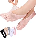 Youyuekefu 5 Paare Orthopädische Kompressionsstrümpfe Damen-Zehensocken Ultra Low Cut Liner mit atmungsaktivem Gel-Tab,Toe Socks,Relieves F