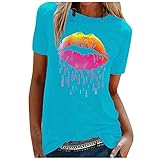T Shirt Damen Kurzarm Sommer Shirt Rundhals Shirt Mit Aufdruck Bequem Sweatshirt Lässige Weich Freizeit Damenoberteile Motiv Tshirt Tee Shirt Tops Streetwear Bluse S