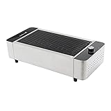 barbecook Stabiler Tisch-Holzkohlegrill mit Aufbewahrungs-Tasche mit USB Anschluss zum Betreiben des Ventilators per Powerbank, Silber, 59 x 29 x 16