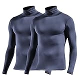 2er Pack Thermounterwäsche Herren Oberteil Rollkragen Funktionsunterwäsche Atmungsaktiv & Weich Unterhemd Thermounterhemd männer Winter für Jogging Laufsport und Freizeit Reiten Langarm T-S