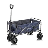 Sekey Faltbarer Bollerwagen mit Bremse Faltwagen Handwagen Außenschubkarre Strandwagen Folding Wagon Outdoor Gartenanhänger Transportwagen für Alle Gelände Geeignet, Dunkelb