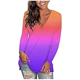 YJUU Damen Bluse GroßE GrößEn Tops V Ausschnitt Damen Lässiges Tshirt Damen Sommer Oberteile Sexy Tshirt Baumwolle Kleidung Textildruck Long Blusen Tunika Lang