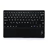 CoastCloud DeutschLayout-Ultrakompakte Schlank Profil drahtlose Bluetooth Kunststoff Tastatur mit Touchpad für alle Android-Windows Tablet mit wiederaufladbaren 6-Monats-Akku Schwarz (10 inch)