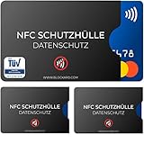 TÜV geprüfte NFC Schutzhülle (3 Stück) aus Kunststoff für Kreditkarte Personalausweis EC-Karte Bankkarte - 100% NFC-Schutz - Kreditkarten Schutz-Hülle RFID-Blocker Kreditkartenhülle abg