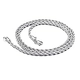 Bishilin Gothic Herren Halskette Edelstahl, 3.9MM Kordelkette Hip Hop Kette 76.5CM ohne Anhänger Silber Freundschaftsk