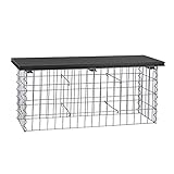 WPC Gabionenbank Gabione Steinkorb Drahtkorb Bank Sitzbank Gartenbank anthrazit 100x30