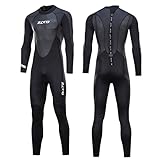 HKYMBM Männer Neoprenanzüge 3MM Neopren Full Scuba Tauchen Anzüge Surfen Swimming Long Sleeve Halten Sie Den Herzlichen Rücken Zip Zum Wding Schnorcheln Ater Sports,Schwarz,L