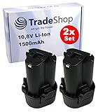 2X Trade-Shop Li-Ion Akku 10,8V / 1500mAh für Makita BMR105 DMR102 DMR103 DMR103B DMR105 DMR106 DMR106B DMR107 DMR108 B