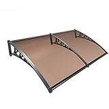 MYHFEQ Fenstermarkise Türkanach, 39'x39 Polycarbonat Feste Blatt Sonnenschirm, mit 2 stücke Festplatte 3 Schwarze Aluminium-Seitenhalterungen, stärker (Color : Brown)