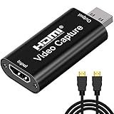 EasyULT HDMI Videoaufnahmekarte, USB 2.0 zu HDMI Video und Audio Capture Karte, 1080P 30fps Capture Streamen, Aufnahme Direkt auf Computer für Gaming, Lehren, Videokonferenz, Live-Broadcasting