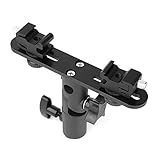 W-SHTAO L-WSWS-Regenschirm-Stand Dual Flash Bracket Shoe-Blitzgerät Schirmständer Halter-Licht-Standplatz mit Halterung 1/4 bis 3/8 Compatible with Studio Video-DSLR-Kamera Compatible with Yong