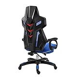 Gaming-Stuhl, Rennstuhl, Ergonomischer Recliner-Pc-Computerstuhl Drehbarer Schreibtischstuhl mit Hoher RüCkenlehne und Verstellbarer KopfstüTze und LordosenstüTze,Black/B