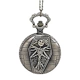 Nightmare Before Christmas Taschenuhr Jack Skellington Totenkopf Skelett Retro Quarz Taschenuhr Kette Damen Herren Uhr, bronze,