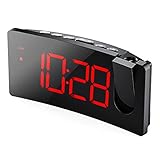 Wecker mit Projektion,Projektionswecker mit 4 Helligkeiten, Superklarem Rotem Display,180 ° Uhr Projektor,Digitaler Wecker mit USB-Anschluss,Snooze,Dual Alarm,12/24h,Led Uhr Schlafzimmer Nachttisch…