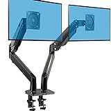 HUANUO Monitor Halterung 2 Monitore, Monitor Halterung Gasdruckfeder Arm für 15-35 Zoll LED-LCD-Bildschirme, VESA 75/100 mm und Gewichtskapazität 12 kg pro Arm, C-Klemme und Tüllenbefestigung