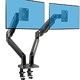 HUANUO Monitor Halterung 2 Monitore, Monitor Halterung Gasdruckfeder Arm für 15-35 Zoll LED-LCD-Bildschirme, VESA 75/100 mm und Gewichtskapazität 12 kg pro Arm, C-Klemme und Tüllenbefestigung