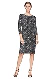 S.L. Fashions Damen Short Sequin Sheath Dress Kleid fr besondere Anlsse, schwarz/silberfarben, 44