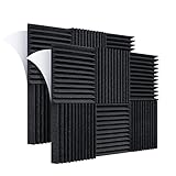 Wemk Akustikschaumstoff, 12 Stück Noppenschaumstoff mit Selbstklebender Rückseite, Akustik Platten Akustikschaumstoff Schall Dämmung für Tonstudio, Arbeitszimmer, Partykeller, Heimstudio-30x30x5