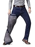 ziilay Thermojeans Herren Thermohose Schneehose gefütterte Winterhose Winterjeans mit Fleece gefüttert Hosen 8839HBL42W32L