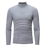 T-Shirt Herren Modern Urban Basic Slim Fit Stretch Hoher Kragen Herren Shirt Herbst Winter Klassisch Einfarbig Herren Base Shirt Täglich Casual All-Match Herren Lang