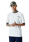 New Era NE Pinstripe Oversized T-Shirt Herren NY Yankees Weiß Blau, Größe:XXL