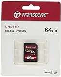 Transcend 64 GB SDXC-Speicherkarte, Klasse 10, UHS-I, Übertragungsrate 90 MB/s (max.)