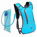 HKDZB Radfahren Wasserbeutel Hydratation Rucksack Fahrrad Reiten Lauftasche Wasser Blase Container 2L Reflektierende Packung Rucksack Reparaturteile Fahrradwerkzeuge (Farbe : Blue and Water Bag)