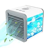 GIMIFY Mini Mobile Klimagerät Tragbare Klimaanlage 5 in 1 Luftkühler Mini Luftbefeuchter Luftreiniger für Büro und Zuhause + 3 Geschwindigkeiten + 7 Farben LED + USB