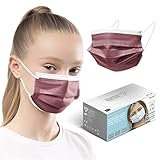 HARD 50x Medizinischer Mundschutz, GRÖSSE XS, Made in Germany, TYP IIR OP-Maske, CE zertifiziert EN14683 99,78% BFE 3-lagig, schützender MNS, Einweg-Gesichtsmasken - Bordeaux