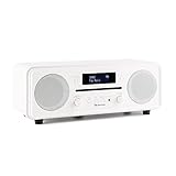 auna Melodia Digitalradio DAB+ / UKW Radiotuner Radiowecker (Radio, 20 Senderspeicher, MP3-fähiger CD-Player, Bluetooth, AUX, Dual Alarm & Snooze, LCD Display, Fernbedienung) antikweiß