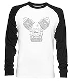 Moto Guzzi Motor Unisex Baseball T-Shirt Langarm Herren Damen Weiß Schw