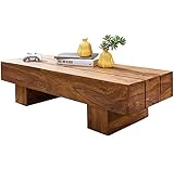 FineBuy Couchtisch Massiv-Holz LUCCA Sheesham 120 cm breit Wohnzimmer-Tisch Design dunkel-braun Landhaus-Stil Beistelltisch Natur-Produkt Wohnzimmermöbel Unikat modern Massivholzmöbel Echtholz rechteckig