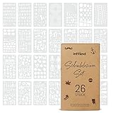 int!rend 26 Schablonen Set, aus Kunststoff, Zeichenschablonen Muster für Bullet Journal, Scrapbooking, Fotoalbum, Gästebuch, DIY Geschenkk