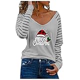 Langarmshirt Damen Longsleeve Tshirt Christmas Print Beliebten Pullover Basic Tops Bekleidung Frauen Lässiges Drucken Langarmshirt Tees Tops Bluse Tunik