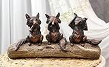 Ebros Rustikale Statue 'See Hear Speak No Evil Foxes', hockend auf Treibholz, 30,5 cm lang, skurriles Tier, Fuchs, Fabel, Dekoration, Figur im Freien, Western dekorative Skulp