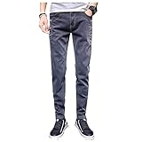 YANGPP Herren Jeans Knöpfe Grau Supper Skinny Stretch Denim Jogger Biker Moto Jeans Herren, Dunkelgrau, 32