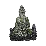 JJY Rockery Stein Statue Harz dekorative rosische Stein Statue Ask Tank Buddha sitzung Statue Aquarium dekor Reptilien Tank O