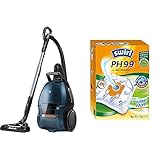 AEG VX9-4-8IBX Staubsauger mit Beutel/XL-Softräder/Frontlichter/blau & Swirl MicroPor Plus Staubsaugerbeutel für AEG und Electrolux Staubsauger, Anti-Allergen-Filter, 4er Pack inkl. 1 F